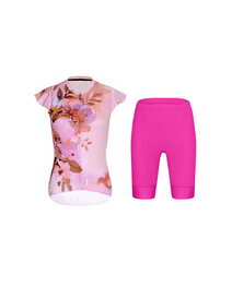 RIVANELLE Cycling short sleeve jersey and shorts - MISS FLOWERY - cyclamen/pink